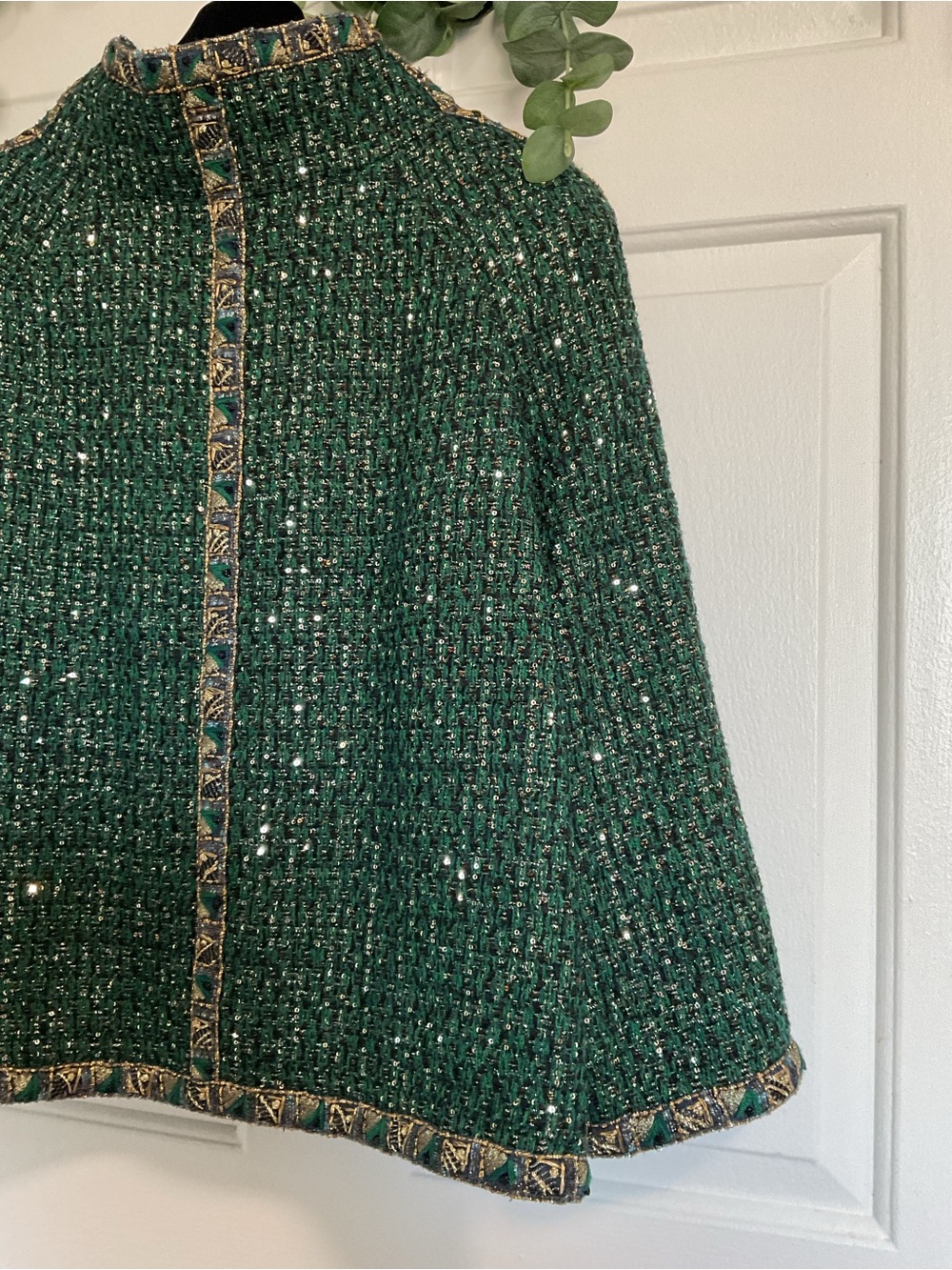 CHANEL VINTAGE PARIS BYZANCE GREEN GOLD JACKET GRIPOIX BUTTONS. FR 48 - Picture 9 of 16